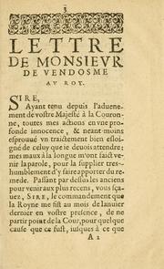 Cover of: Lettre de Monsievr de Vandosme av Roy.