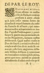 Cover of: Declaration de la volonté du Roy, faite depvis son departement de Paris by Henry III King of France
