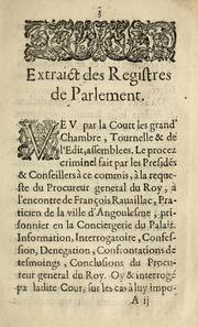 Cover of: Arrest de la Covrt de Parlement contre le tres-meschant parricide François Rauaillac