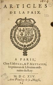 Cover of: Articles de la paix.
