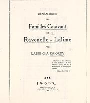 Cover of: Généalogies des familles Casavant et Ravenelle-Lalime by George Alfred Dejordy