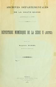 Cover of: Répertoire numérique de la série U (justice) dressé par Auguste Eckel, archiviste du Département.