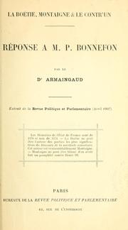 Cover of: La Boétie, Montaigne et Le contr'un: réponse à P. Bonnefon.