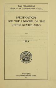 Cover of: Specifications for the uniform of the United States army.