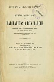 Cover of: Société bordelaise des habitations à bon marché: fondée le 28 décembre 1893 ...