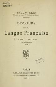 Cover of: Discours sur la langue française ...