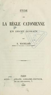 Cover of: Étude sur la règle catonienne en droit romain