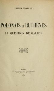 Cover of: Polonais et Ruthènes by Grappin, Henri