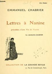 Cover of: Lettres à Nanine: précédées d'une Vie de Nanine par Legrand-Chabrier.