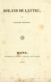 Cover of: Roland de Lattre.