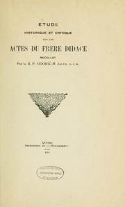 Etude historique et critique sur les Actes du frère Didace, récollet by Odoric Marie Jouve