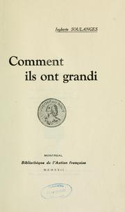 Cover of: Comment ils ont grandi
