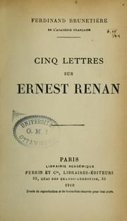 Cover of: Cinq lettres sur Ernest Renan