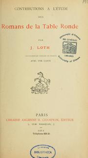 Cover of: Contributions à l'étude des romans de la Table ronde