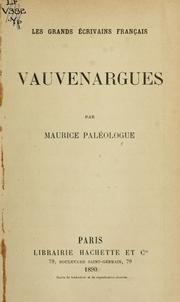 Cover of: Vauvenargues. by Maurice Paléologue