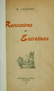 Cover of: Rencontres et entretiens.