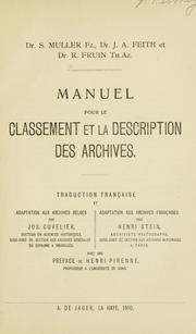 Cover of: Manuel pour le classement et la description des archives