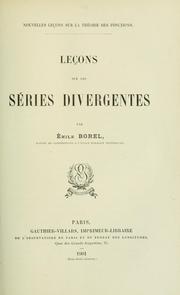 Cover of: Leçons sur les séries divergentes by Emile Borel