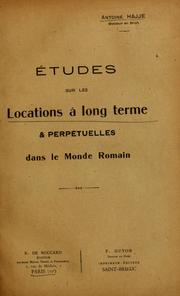 Cover of: Études sur les locations à long terme & perpétuelles dans le monde romain