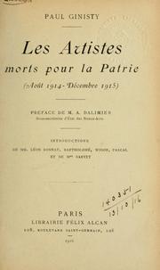 Cover of: Les artistes morts pour la patrie, août 1914-décembre 1915.
