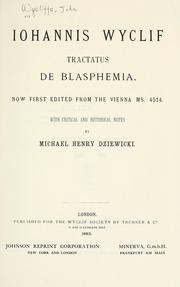 Cover of: Tractatus de blasphemia by John Wycliffe