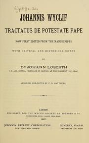 Cover of: Tractatus de potestate pape by John Wycliffe