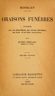 Cover of: Oraisons funèbres by Jacques Bénigne Bossuet