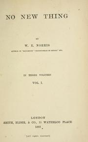 Cover of: No new thing by William Edward Norris