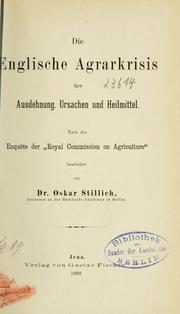 Cover of: Die englische Agrarkrisis by Oskar Stillich