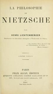 Cover of: La philosophie de Nietzsche. by Henri Lichtenberger