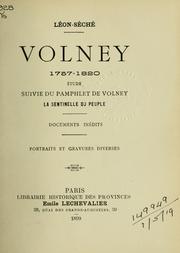 Cover of: Volney, 1757-1820 by Léon Séché
