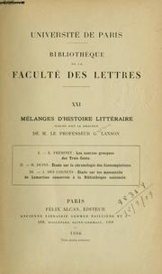 Cover of: Mélanges d'histoire littéraire.