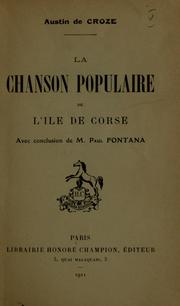 Cover of: La chanson populaire de l'île de Corse