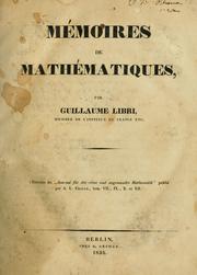 Cover of: Mémoires de mathématiques by Guillaume Libri