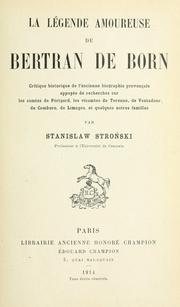 Cover of: La légende amoureuse de Bertran de Born by Stanisaw Stronski