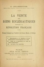 Cover of: La vente des biens ecclésiastiques pendant la Révolution française.