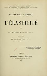 Cover of: Leçons sur la théorie de l'élasticité