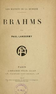 Cover of: Brahms by Paul Landormy