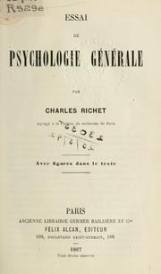 Cover of: Essai de psychologie générale
