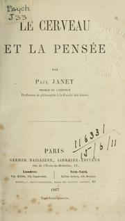 Cover of: Le cerveau et la pensée. by Janet, Paul