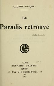 Cover of: Le paradis retrouvé.