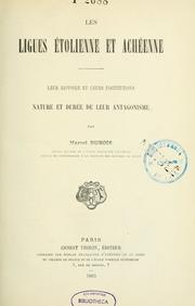 Cover of: Les ligues étolienne et achéenne by Marcel Dubois