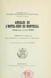 Cover of: Annales de l'Hôtel-Dieu de Montréal by Marie Morin