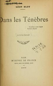 Cover of: Dans les ténèbres