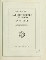 Cover of: architecture italienne au XVIe siècle.