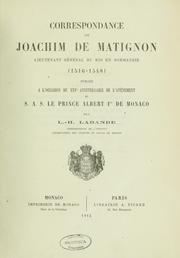 Cover of: Correspondance de Joachim de Matignon by Joachim de Matignon