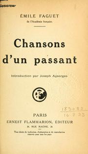 Cover of: Chansons d'un passant: Introd. par Joseph Ageorges