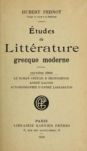 Cover of: Études de littérature grecque moderne by Hubert Octave Pernot