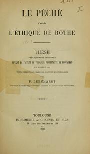 Cover of: Le péché d'après l'Ethique de Rothe.