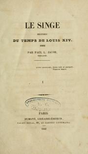 Cover of: Le singe by P. L. Jacob